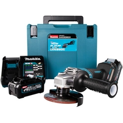 Makita GA029GM201 haakse accuslijper 40 V | 125 mm | 3000 tot 8500 RPM | Koolborstelloos | 2 x 4 Ah-accu + lader | in MakPac