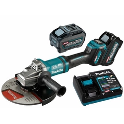 Makita GA038GT201 акумулаторен ъглошлайф 40 V | 230 mm | 6600 RPM | Карбон без четки | 2 x 5 Ah батерия + зарядно | В куфар