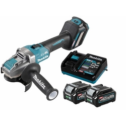 Makita GA041GD201 akumulátorová úhlová bruska 40 V | 125 mm | 3000 až 8500 RPM | Carbon Brushless | 2 x 2,5 Ah baterie + nabíječka | V kartonové krabici