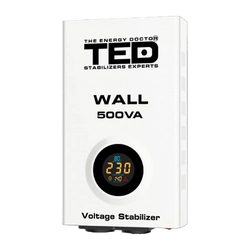 Maksymalny stabilizator sieci 500VA-AVR LCD 2 wyjścia schuko ŚCIANA TED002174 (1/4)