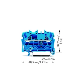 Mamilo 2-przewodowa cruzeiro 1,5 mm para aplicações Ex e II e Ex e inscrição na lateral e no meio para o trilho TS 35 x 15 e 35 x 7,5 GRAMPO CAGE push-in 1,50