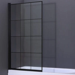 Mampara de bañera Duso, de una pieza, diseño negro, A6 80x140- cristal transparente
