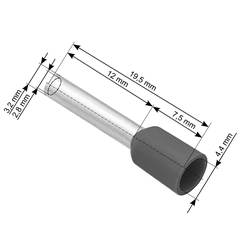 Manșon izolat conector 4,0/12 gri 100 Buc