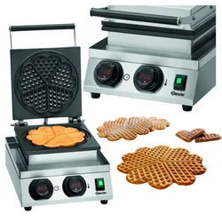 Máquina de waffle elétrica waffles de coração com temporizador Bartscher 370270