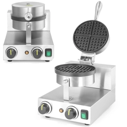 Máquina de waffles redonda única para waffles belgas de TEFLON, diâmetro. 190 mm - Hendi 212172