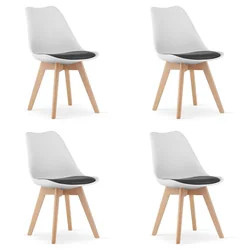 MARK weißer und schwarzer Stuhl / natürliche Beine x 4