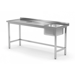 Masă cu chiuvetă și deschidere pentru deșeuri - compartiment în dreapta 1600 x 700 x 850 mm POLGAST 236167-P 236167-P