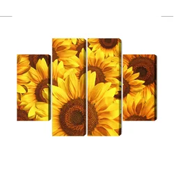 Mehrteiliges Gemälde Sonnenblumenblüten 3D