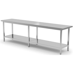 Mesa central de catering em aço inox com prateleira 200x80x85 Polgast 112208-6