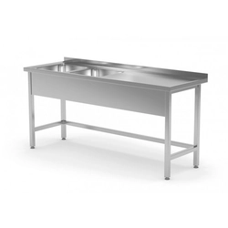 Mesa com duas pias reforçadas sem prateleira - compartimentos do lado esquerdo 1400 x 600 x 850 mm POLGAST 220146-L 220146-L