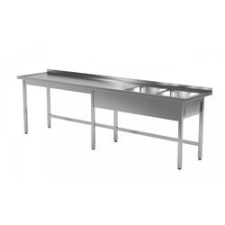 Mesa com duas pias sem prateleira - compartimentos do lado direito 2300 x 700 x 850 mm POLGAST 221237-6-P 221237-6-P