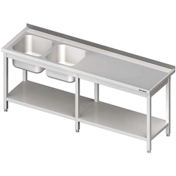 Mesa con fregadero 2-kom.(L),z estante 2200x600x850 mm