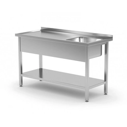 Mesa con fregadero y estante - compartimento a la derecha 1100 x 700 x 850 mm POLGAST 212117-P 212117-P