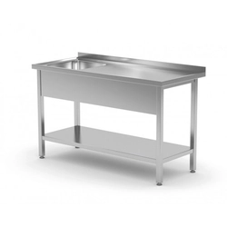 Mesa con fregadero y estante - compartimento a la izquierda 1500 x 600 x 850 mm POLGAST 212156-L 212156-L