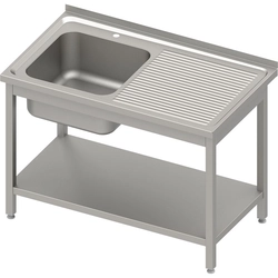 Mesa con lavabo 1-kom.(L), con estante 1200x600x850 mm atornillado, tapa en relieve | estalgast