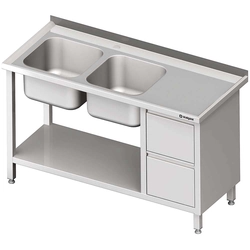 Mesa con lavabo 2-kom.(L), con bloque de dos cajones y estante 1400x700x850 mm