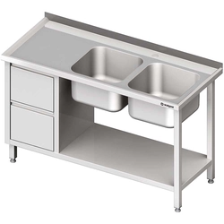 Mesa con lavabo 2-kom.(P), con bloque de dos cajones y estante 1500x600x850 mm