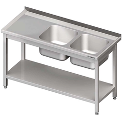 Mesa con lavabo 2-kom.(P), con estante 1300x700x850 mm soldado