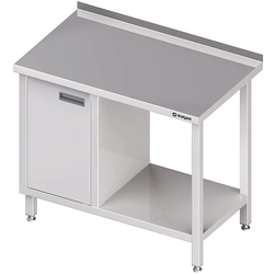 Mesa de aço inox com armário (L) e prateleira 160x60 Stalgast