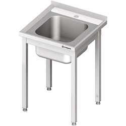 Mesa de aço inox com pia 1-kom. 700x700, aparafusada | Stalgast