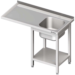 Mesa de aço inox com pia 1-kom.(P) espaço sob a bancada 1500x700x900, parafusado | Stalgast