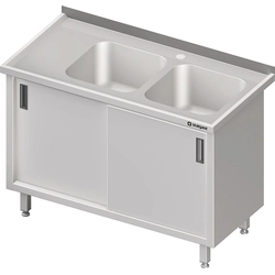 Mesa de aço inox com pia 2-kom.(P) porta deslizante 1700x600 | Stalgast