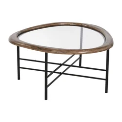 Mesa de casa ESPRIT Castanho Preto Vidro Natural Madeira de abeto 76 x 81 x 38 cm