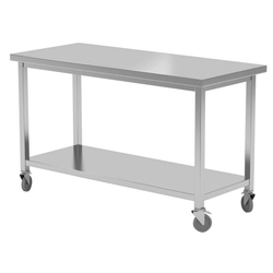 Mesa de catering de acero inoxidable con estante 120x70x85 Polgast 104127