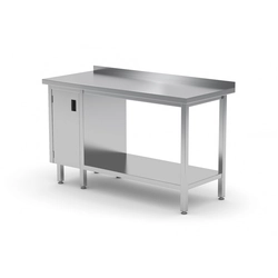 Mesa de catering de acero inoxidable con estante y mueble 150x60x85 Polgast 126156