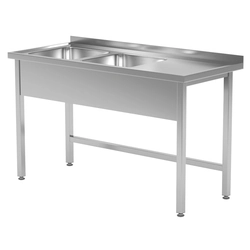 Mesa de catering de acero inoxidable con fregaderos 2 110x70x85 Polgast 221117