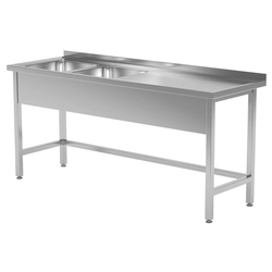 Mesa de catering de acero inoxidable con fregaderos 2 160x60x85 Polgast 220166