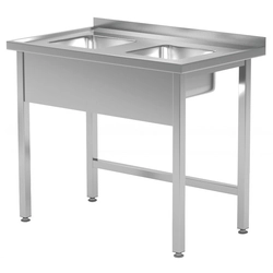 Mesa de catering de aço inoxidável com pias pequenas 2 80x60x85 Polgast 221086-Mk