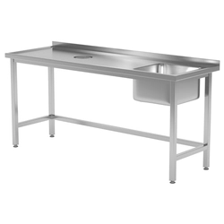 Mesa de catering em aço inox com pia e furo 100x70x85 Polgast 236107