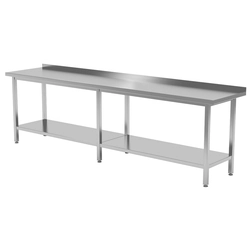 Mesa de catering em aço inox com prateleira 210x60x85 Polgast 103216-6