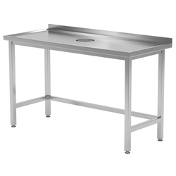 Mesa de catering em aço inoxidável com furo para resíduos 170x70x85 Polgast 235177