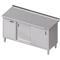 Mesa de parede em aço inox com armário (L) Portas de correr 1300x600 Stalgast