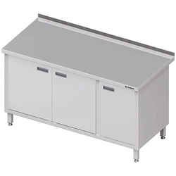 Mesa de parede em aço inox com armário (P) Portas de batente 1300x600 Stalgast