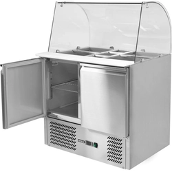 Mesa de salada refrigerada 2-drzwiowy com extensão de vidro 900x700x850mm Yato YG-05260