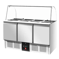 Mesa de salada refrigerada com extensão de vidro | 3-drzwiowy | RQS903CG