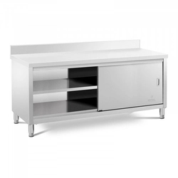 Mesa de trabajo con mueble - borde - 200 x 70 cm - 600 kg ROYAL CATERING 10011669 RCSSCB-200X70-E-B