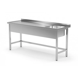 Mesa reforçada com pia sem prateleira - compartimento do lado direito 1300 x 600 x 850 mm POLGAST 210136-P 210136-P