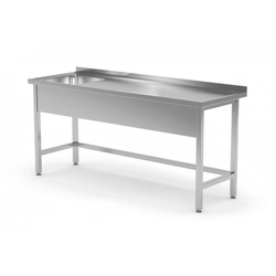 Mesa reforçada com pia sem prateleira - compartimento do lado esquerdo 1600 x 600 x 850 mm POLGAST 210166-L 210166-L