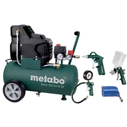 Metabo BASIC 250-24 W OF SET compresseur électrique à piston Air aspiré : 110 l/min | 24 l | 8 barre | Sans huile | 230 V