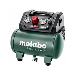 Metabo BASIC 160-6 W OF elektrisk kolvkompressor Insugningsluft: 65 l/min | 6 l | 8 bar | Oljefri | 230 V
