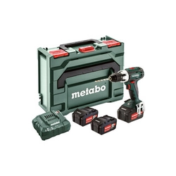 Metabo BS 18 LT akkus fúrócsavarozó tokmányos 18 V | 34 Nm/60 Nm | Szénkefés | 3 x 4 Ah akku + töltő | metaBOX-ban