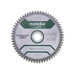 Metabo cirkelzaagblad 216 x 30 mm | aantal tanden: 60 db | snijbreedte: 2,4 mm