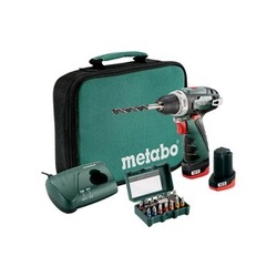 Metabo PowerMaxx BS cordless drill driver with chuck 12 V | 17 Nm/34 Nm | Carbon brush | 2 x 2 Ah battery + charger | In a cardboard box