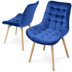 MIADOMODO Conjunto de cadeiras de jantar, azul, 2 peças