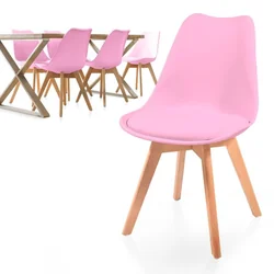 MIADOMODO Conjunto de cadeiras de jantar, rosa, 6 peças