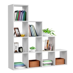 MIADOMODO Large, free-standing, white stepped bookcase